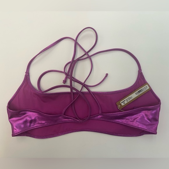 SKIMS Metallic Dragonfruit Pink/Purple Bandeau Bikini Top - Picture 2 of 7